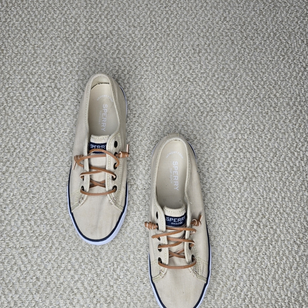 Sperry Women's Beige Canvas Sneakers 6.5